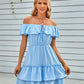 Ruffled Off-Shoulder Tied Dress