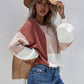 Color Block Tie-Back Dropped Shoulder Knit Pullover