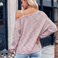 Asymmetrical Dropped Shoulder Long Sleeve Knit Top