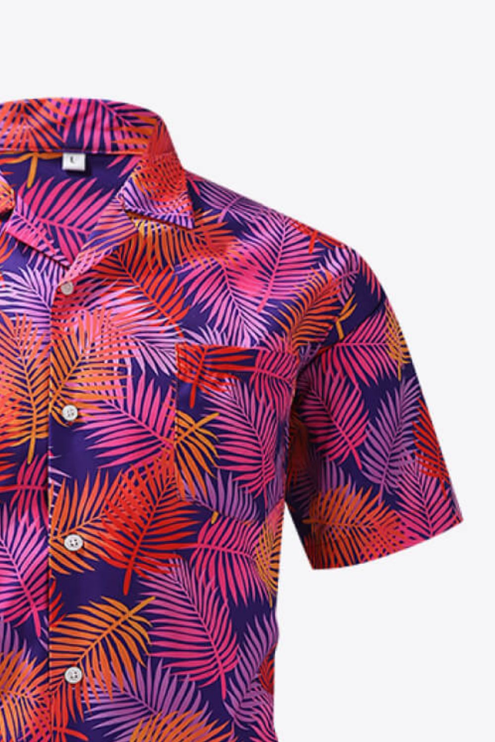 Botanical Print Button-Front Short Sleeve Pocket Shirt
