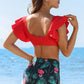 Two-Tone Ruffled Two-Piece Swimsuit