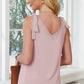 Tie-Shoulder V-Neck Satin Tank Top