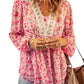 Floral Lace Trim Balloon Sleeve Blouse