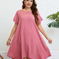 Plus Size Round Neck Handkerchief Hem Dress