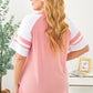 Plus Size Contrast Crisscross Tee Shirt