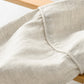 Buttoned Round Neck Long Sleeve Linen Shirt with Pockets