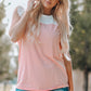 Striped Lace Trim Flutter Sleeve Top