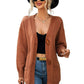 Toggle Closure Ribbed Trim Dropped Shoulder Cardigan