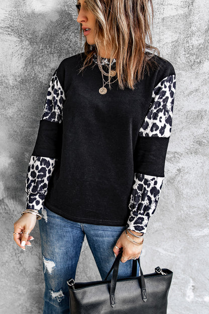Leopard Crewneck Long Sleeve Top