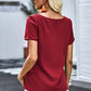Buttoned V-Neck Short Sleeve Top