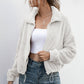 Drawstring Hem Zip Up Teddy Jacket