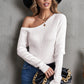 One-Shoulder Long Sleeve Ribbed Top