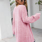 Herringbone Pattern Open Front Longline Fuzzy Cardigan