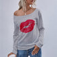 Lip Graphic Off-Shoulder Sweatshirt