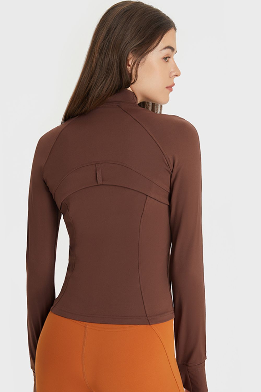 Zip Up Thumbhole Sleeve Sports Jacket with Pockets