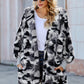 Fleece Hooded Open Front Jacket with Pockets