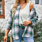 Plaid Button Front Curved Hem Shacket
