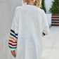 Multicolored Stripe Open Front Longline Cardigan