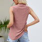 Notched Neck Curved Hem Eyelet Tank