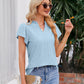 Notched Neck Puff Sleeve Blouse