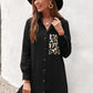 Leopard Patch Textured Shirt Dress