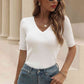 V-Neck Short Sleeve Knit Top