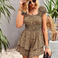 Printed Frill Trim Square Neck Romper