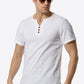 Buttoned Notched Neck Short Sleeve Tee