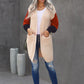 Color Block Rib-Knit Longline Cardigan with Front Pockets