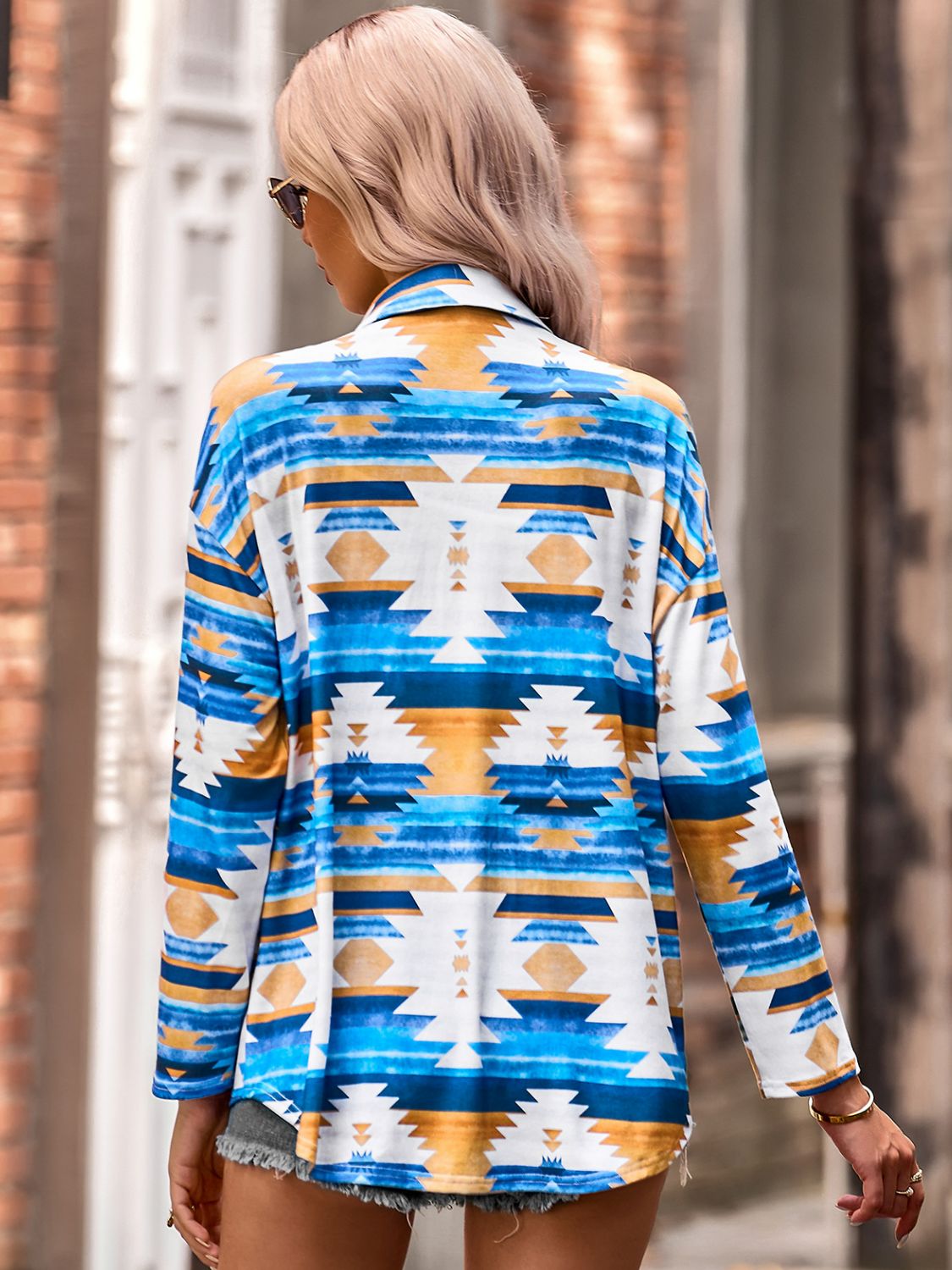 Printed Button Down Dropped Shoulder Shirt