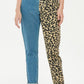 Full Size Leopard Two-Tone Jeans