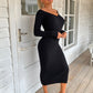 Ribbed V-Neck Midi Sweater Dress