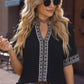 Embroidered V-Neck Top