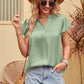 Flutter Sleeve Notched Neck Satin Blouse