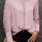 Spliced Lace V-Neck Blouse