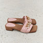 Forever Link Square Toe Chain Detail Clog Sandal in Blush