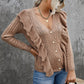 Button Front Ruffle Trim V-Neck Cardigan