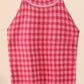 Plaid Round Neck Sleeveless Knit Top