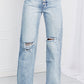 Kancan Button Fly Distressed Raw Hem Straight leg Jeans