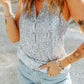 Sequin Button Front V-Neck Tank