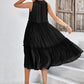 Tie Neck Frill Trim Sleeveless Dress