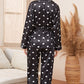 Heart Print Belted Top and Pants Pajama Set
