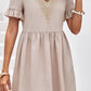 V-Neck Flounce Sleeve A-Line Dress