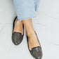 Forever Link Rhinestone Round Toe Flats in Black/Pewter