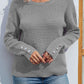 Button Detail Dropped Shoulder Rib-Knit Sweater