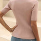 V-Neck Short Sleeve Knit Top
