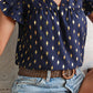 Printed Flutter Sleeve Notched Neck Blouse
