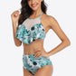 Tropical Print Ruffled Two-Piece Swimsuit