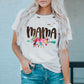 MAMA Graphic Distressed Round Neck Tee