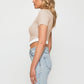 Contrast Trim Pointed Hem Ribbed Crop Top